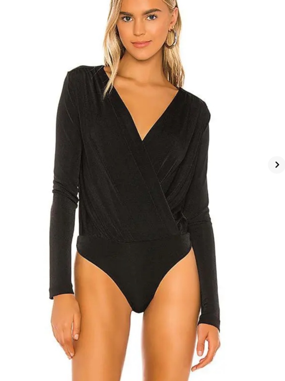NWT Free People Intimately Turnt Long Sleeve Surplice Bodysuit Black M